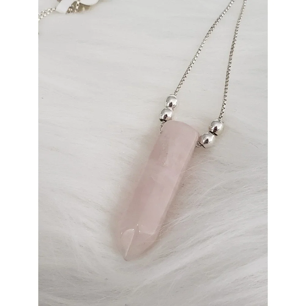 Alex & Ani Earth Sultry Natural Rose Quartz Sterling Silver Adjustable Necklace